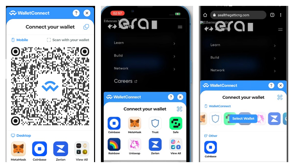 Wallet Connect Platform Examples - PC iPhone Android