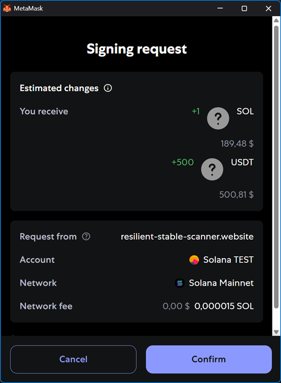 Metamask Wallet Example